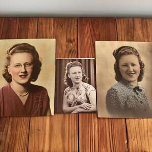 Vintage 1940s Portrait Photos Lot Of 3 Female Woman Headshot